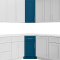Corner wall cabinet with sleek design for efficient kitchen organization.