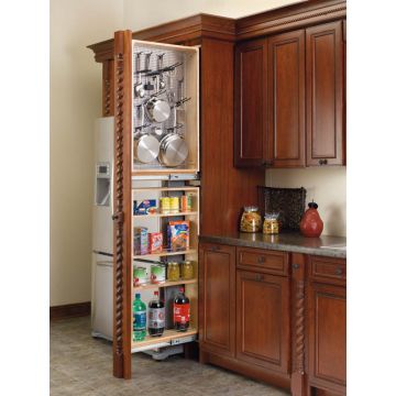 39" Tall Filler Pullout Organizer with Wood Adjustable Shelves Tall/Pantry Accessories