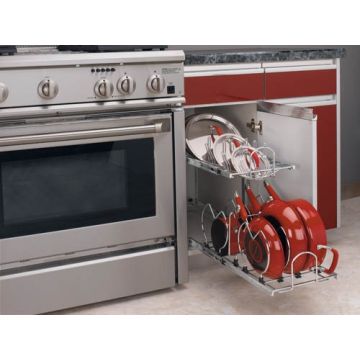 Two-Tier Chrome Cookware Organizer (Rev-A-Shelf)