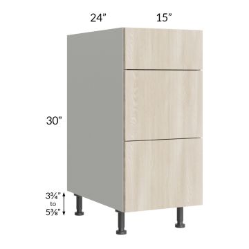 Milan Natural 15" 3-Drawer Base Cabinet