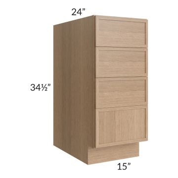Vienna Rift Oak 15" 4-Drawer Base Cabinet