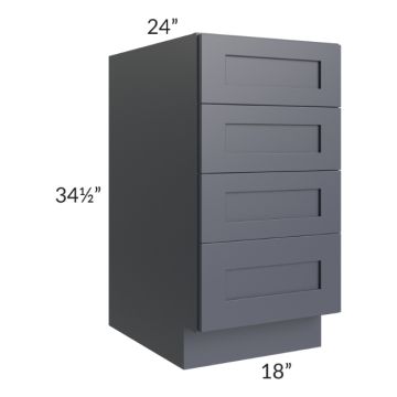 Midtown Indigo Shaker 18" 4-Drawer Base Cabinet