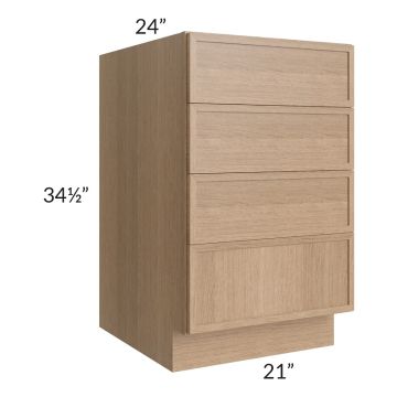 Vienna Rift Oak 21" 4-Drawer Base Cabinet