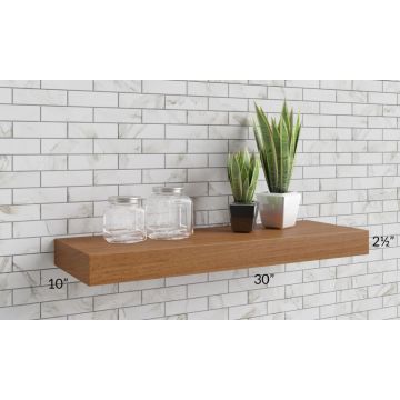 Providence White 30" Floating Walnut Shelf