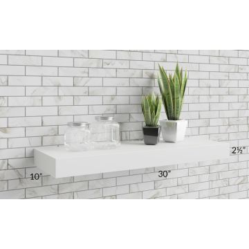 Sky Blue Shaker 30" Floating White Shelf
