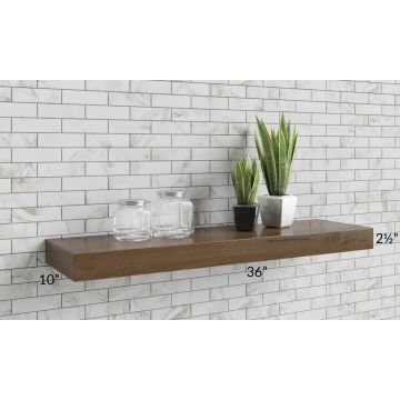 Milan Natural 36" Floating Walnut Shelf