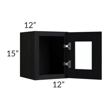 Township Rift Black Oak 12x15 Wall Glass Door Cabinet