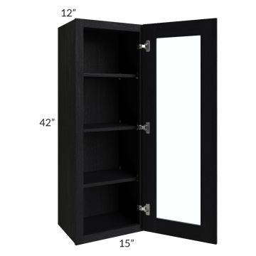 Township Rift Black Oak 15x42 Wall Glass Door Cabinet