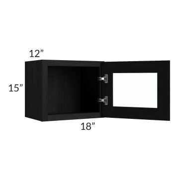 Township Rift Black Oak 18x15 Wall Glass Door Cabinet