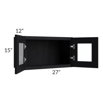 Township Rift Black Oak 27x15 Wall Glass Door Cabinet