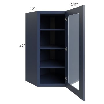 Bayville Blue 24x42 Diagonal Corner Wall Glass Door Cabinet