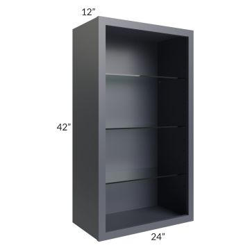 Midtown Indigo Shaker 24x42 Wall Cabinet (No Doors) To Be Used With Glass Doors