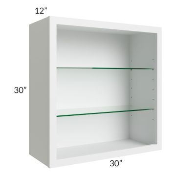 Union White 30x30 Wall Cabinet (No Doors) To Be Used With Glass Doors