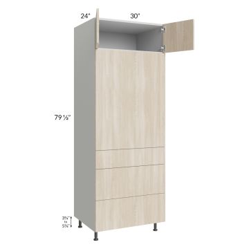 Milan Natural 30x84 Single Oven Cabinet with 3 Drawers