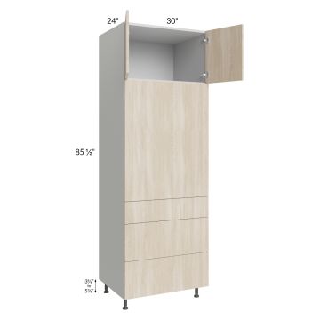 Milan Natural 30x90 Single Oven Cabinet with 3 Drawers