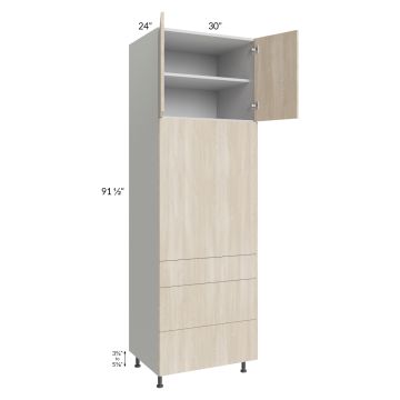 Milan Natural 30x96 Single Oven Cabinet with 3 Drawers