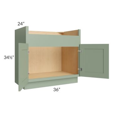 Royal Sage Green Shaker 36" Farm Sink Base Cabinet 