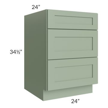 Royal Sage Green Shaker 24" 3-Drawer Base Cabinet 