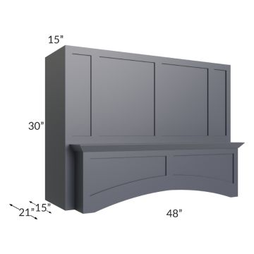 Midtown Indigo Shaker 48" Arched Wood Hood and Hood Liner