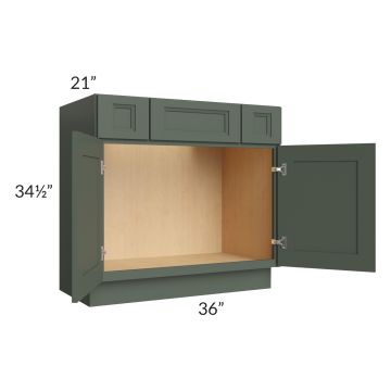 Concord Pewter Green 36" Vanity Sink Base Cabinet with Drawers