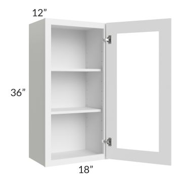 Royal White Shaker 18x36 Glass Door Wall Cabinet 