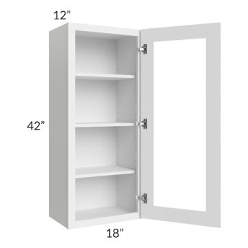 Royal White Shaker 18x42 Glass Door Wall Cabinet 
