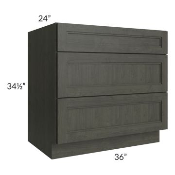 Charlotte Dark Grey 36" 3-Drawer Base Cabinet