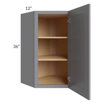 Grey Shaker 24x36 Wall Diagonal Corner Cabinet 