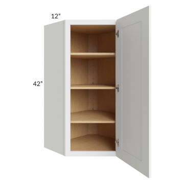 Brilliant White Shaker 24x42 Wall Diagonal Corner Cabinet 
