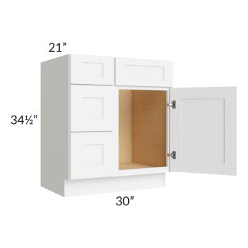 Brilliant White Shaker 30" Vanity Base Cabinet