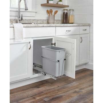 Single Pullout Waste/Trash Container - Fits a 12" Wide Base Cabinet or One Side of Sink Base