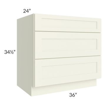 Linen Shaker 36" 3-Drawer Base Cabinet 