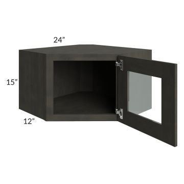 Charcoal Grey Shaker 24x15 Decorative Wall Diagonal Corner Cabinet