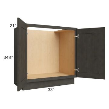 Charcoal Grey Shaker 33" Full Height Door Vanity Base Cabinet