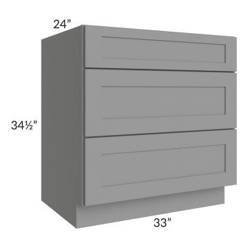 Graphite Grey Shaker 33" 3-Drawer Base Cabinet