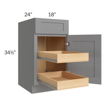 Graphite Grey Shaker 18" Base Cabinet with 2 Rollout Trays