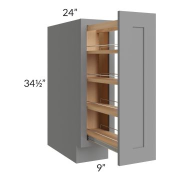 Graphite Grey Shaker 9" Full Height Door Base Cabinet with Shelf Pullout