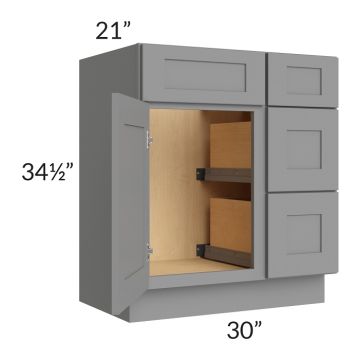 Grey Shaker 30" Vanity Base Cabinet