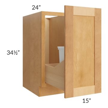 Madison Honey Shaker 15" Full Height Door Base Cabinet with Single Trashcan Pullout