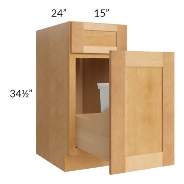 Madison Honey Shaker 15" Base Cabinet with Single Trashcan Pullout