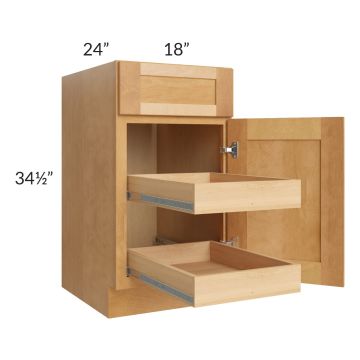 Madison Honey Shaker 18" Base Cabinet with 2 Rollout Trays