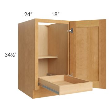 Madison Honey Shaker 18" Full Height Door Base Cabinet with 1 Rollout Tray