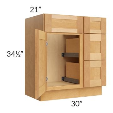 Madison Honey Shaker 30" Vanity Base Cabinet (Drawers on Right)