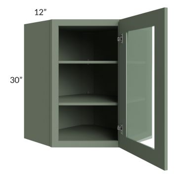 Madison Moss Shaker 24x30 Wall Diagonal Corner Cabinet (Prepped for Glass Doors) 