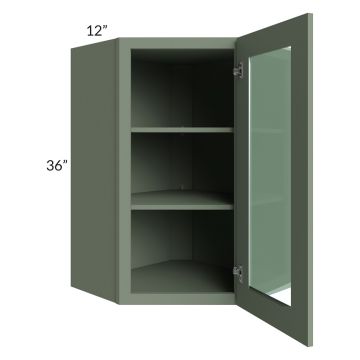 Madison Moss Shaker 24x36 Wall Diagonal Corner Cabinet (Prepped for Glass Doors) 