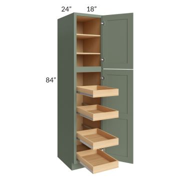 Madison Moss Shaker 18x84x24 Wall Pantry Cabinet with 4 Rollout Trays 