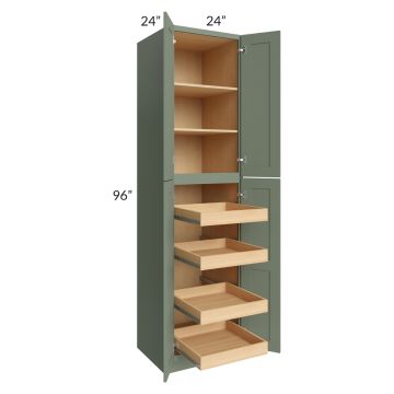 Madison Moss Shaker 24x96x24 Wall Pantry Cabinet with 4 Rollout Trays 