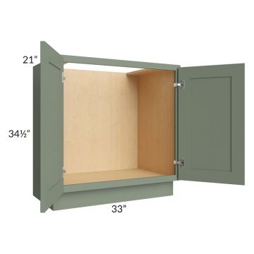 Madison Moss Shaker 33" Full Height Door Vanity Base Cabinet
