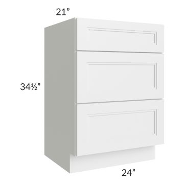 Charlotte White 24" Vanity 3-Drawer Base Cabinet