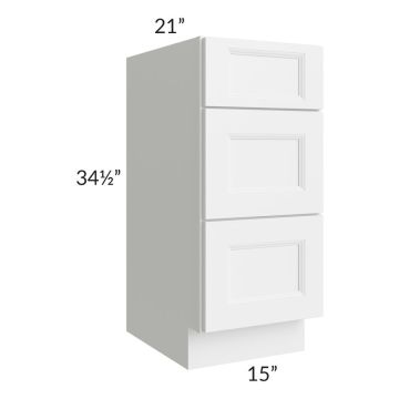 Union White 15" Vanity 3-Drawer Base Cabinet